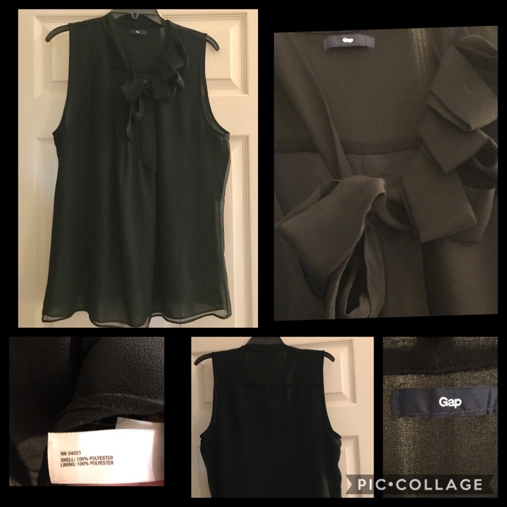 Gap Black neck tie blouse Sz XL